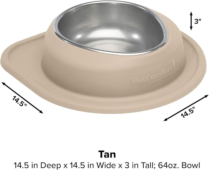 WeatherTech Single Low Pet Feeding System - Heavy-Duty Dog & Cat Food/Water Bowl - 64 oz (8 Cups) Tan (SL6403TN)