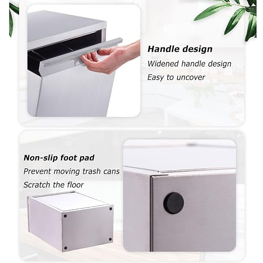 Commercial Waste Receptacle Embedded Trash Bin, Stainless Steel Tilt Out Trash Cabinet Hidden Trash Can, Wall-mounted Waste Bin Recycling Cabinet, Bathroom Waste Container Kitchen Trash Can Cabinet