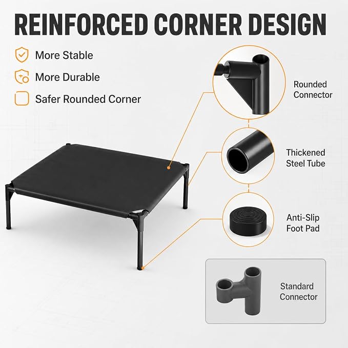 Elevated Dog Cot Bed,Cooling Raised Pet Bed with Washable Breathable Mesh Sturdy Metal Frame,Portable Raised Dog Bed with Anti-Slip Feet for Indoor Outdoor Backyard Use (29" X 26" X 7")