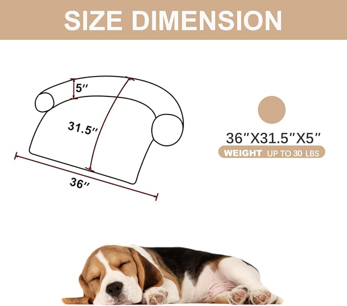 Luxurious Calming Dogs/Cats Bed Mats, Dog Pad Washable Removable Couch Cover, Plush Long Fur Mat for Pets, Waterproof Lining, Perfect for Small, Medium and Large Dogs and Cats (Beige, 36"x31")