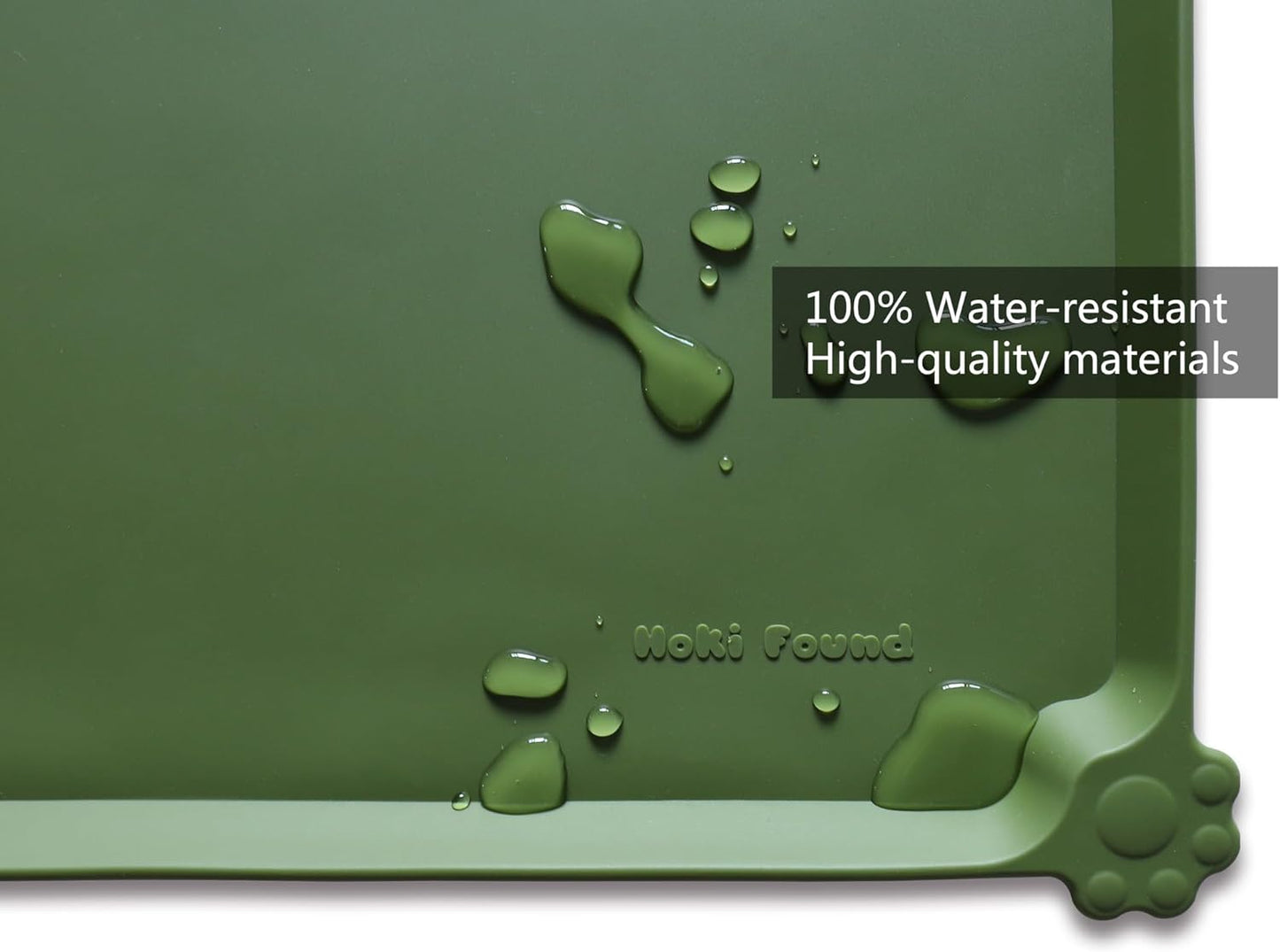 Hoki Found L Silicone Non Slip Pet Dog Cat Bowl Mats - Waterproof Dog Cat Food Mats - Dark Olive