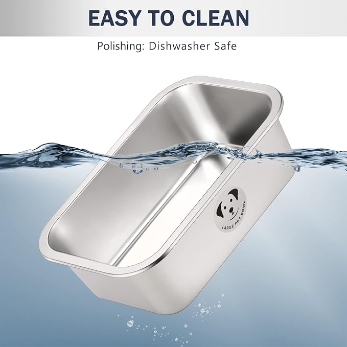 Stainless Steel Dog Bowls for Large Dogs, High Capacity Metal Dog Food Bowls, Food and Water Bowl for Small and Medium Dogs 0.85 Gallons