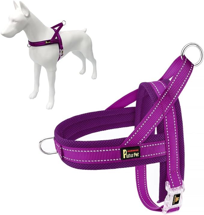 Plutus Pet No Pull Dog Harness for Puppy Small Dogs, Breathable Mesh Padded | Adjustable Reflective with Handle, Escape Proof, Quick Fit Pet Vest, Front Clip, for Training and Walking, Purple, XS