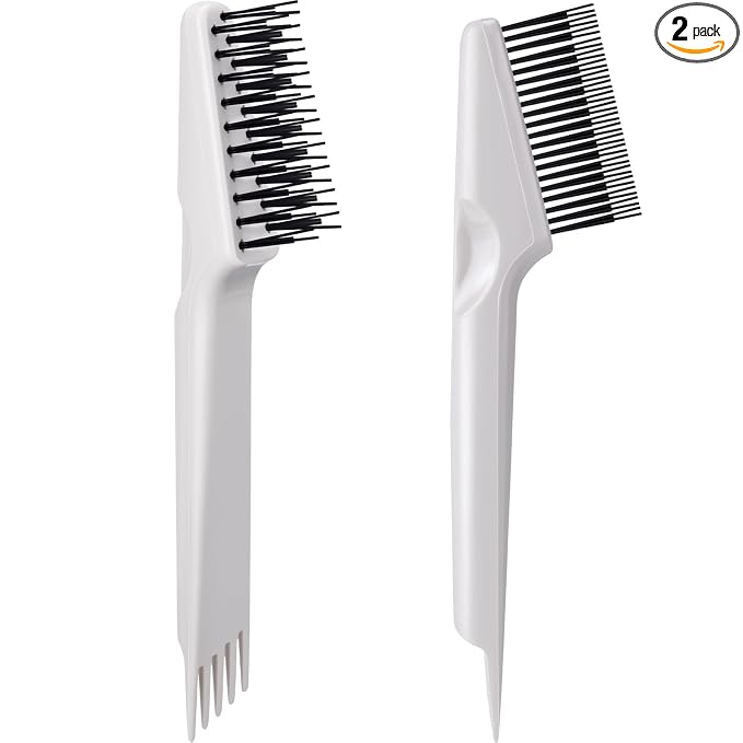 Yaomiao 2 Pcs Hair Brush Cleaner Tool 2-in-1, Gray Hairbrush Cleaner for Removing Hair Dust, Mini Comb for Removing Dirt, Home Salon Use