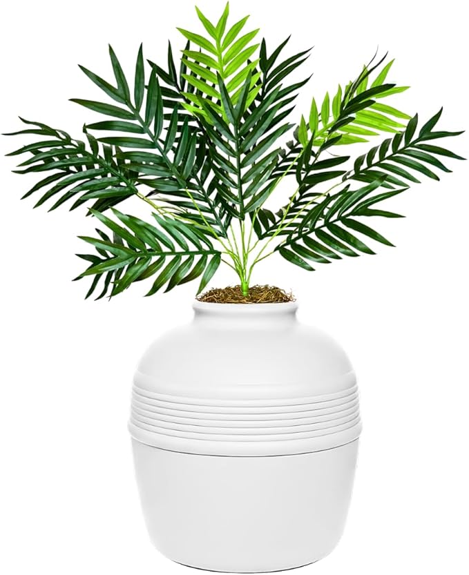 Good Pet Stuff Original Hidden Litter Box Planter, Decorative Cat Litter Enclosure with Carbon Filter, Artificial Palm Plant, Upgraded Design, Easy to Clean, Base Kit, White Birch
