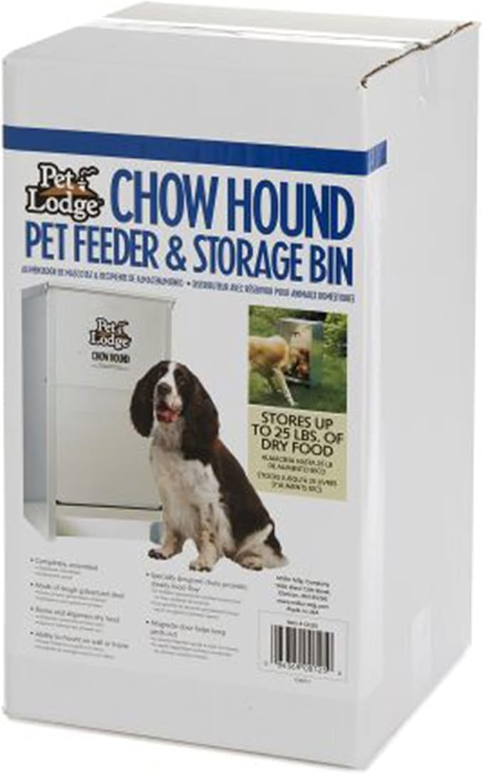 Little Giant Dry Food Automatic Steel Dog Feeder Chow Hound 25 Pound Capacity & 13-Quart Galvanized Steel Ever Full Pet Water Bowl Dish