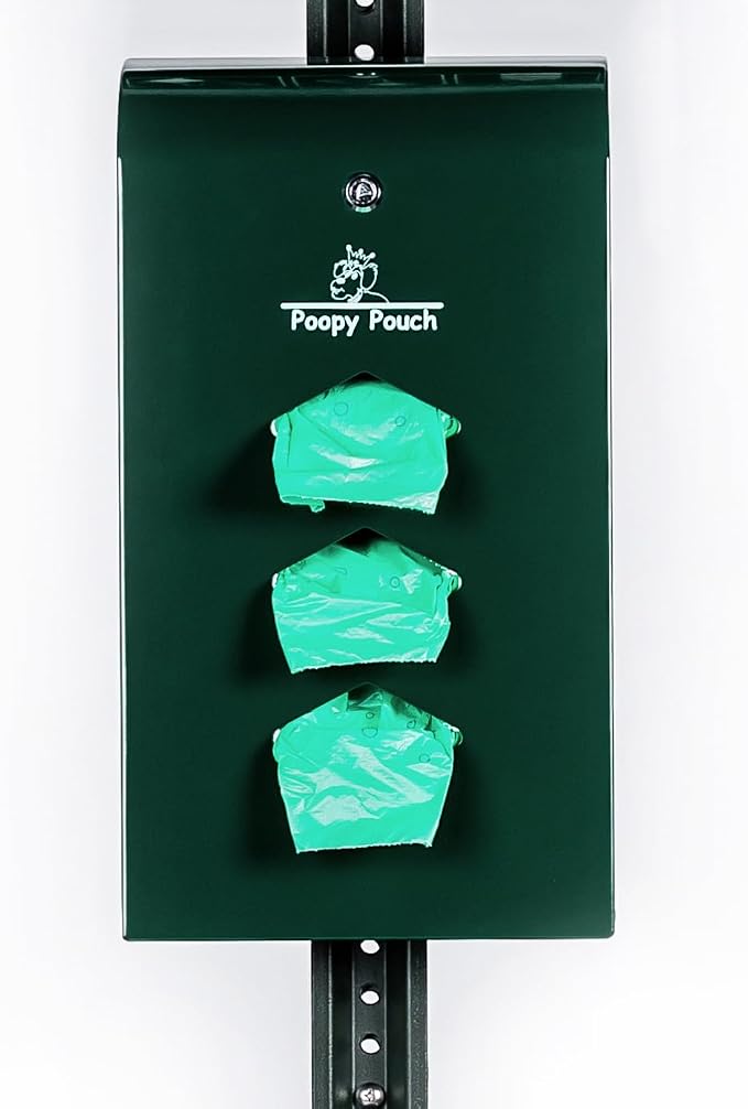 Dog Poop Bag Dispenser Wall Mount & Post Mount - Green Powder-Coated Steel Indoor and Outdoor Dog Bag Dispenser - Includes a Locking Mechanism and Holds up to 600 Roll Refills