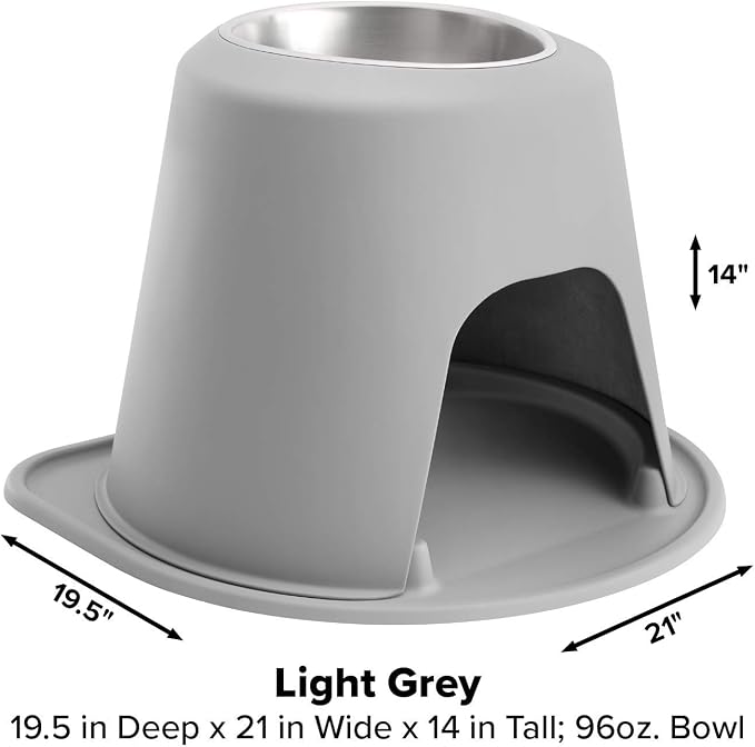 WeatherTech Single High Pet Feeding System - Raised Dog/Cat Bowl - 14" High Stand Light Grey (SH9614LGLG)
