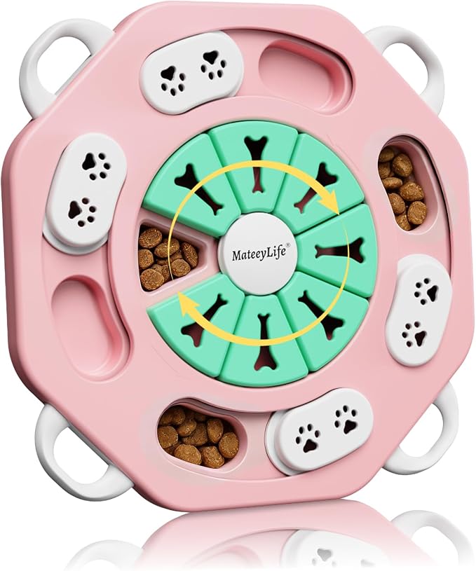MateeyLife Dog Puzzle Toy for Smart Dogs, Mental Stimulation Dog Enrichment Toys, Treat Dispensing Dog Toys to Keep Them Busy for Small and Medium Dogs, IQ Training Puzzle Feeder, Level-2 (Pink)
