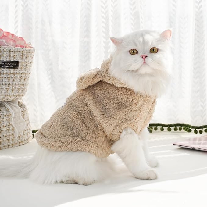 Selena Cat Bunny Ears Costume Cute Dog Kitten Hoodies Sweater Rabbit Ears Puppy Pet Apparel (XX-Large,Beige)