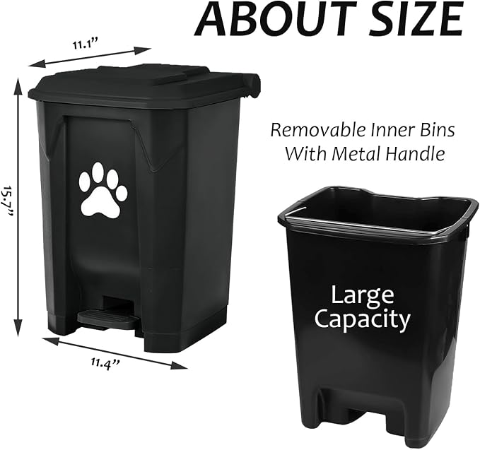 Outdoor Trash Can Dog Poop Bin Dog Waste Trash Can Pet Outside Garbage Can | Dog Poop Trash Can With Lid Outdoors Pet Waste Station Dog Disposal Container Garden Yard Home Bin Bucket & Waste Bags, Black