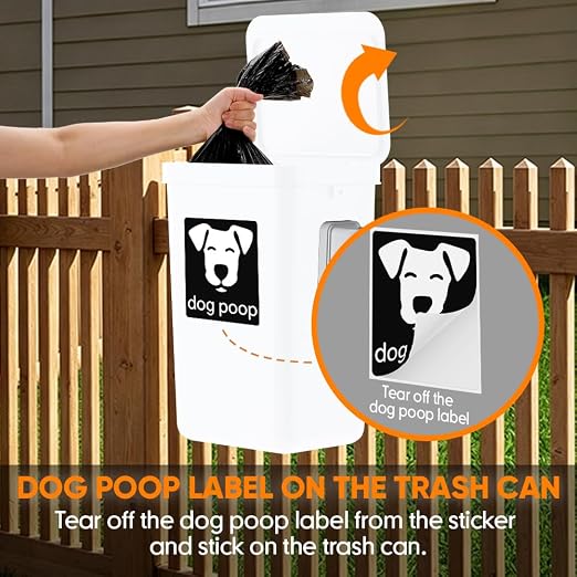 Moryimi Dog Poop Trash Can Outside 3.1 Gallon White | Dog Waste Trash Can with Trash Bag Dispenser, Outdoor Dog Poop Trash Can with Lid, White Hanging Trash Can for Fence, Garbage