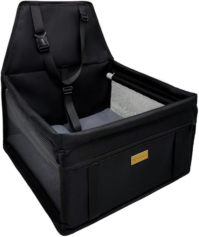 Pet Dog Booster Seat, Upgrading the Framed wall to Prevent Collapse，Breathable and Foldable Pet Car Basket，Removable andWashable pet car seat (Black)