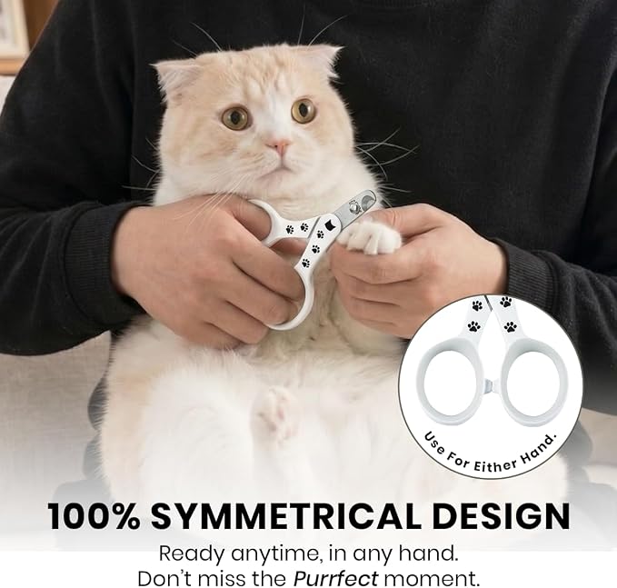 Necoichi Purrcision Feline Nail Clipper | Lever Principle Cat Nail Clipper | Butter-Smooth Cuts | Made in Japan, Seki Swordsmith Craftsman | Stainless Steel Cat Claw Trimmer for Indoor Cats (White)
