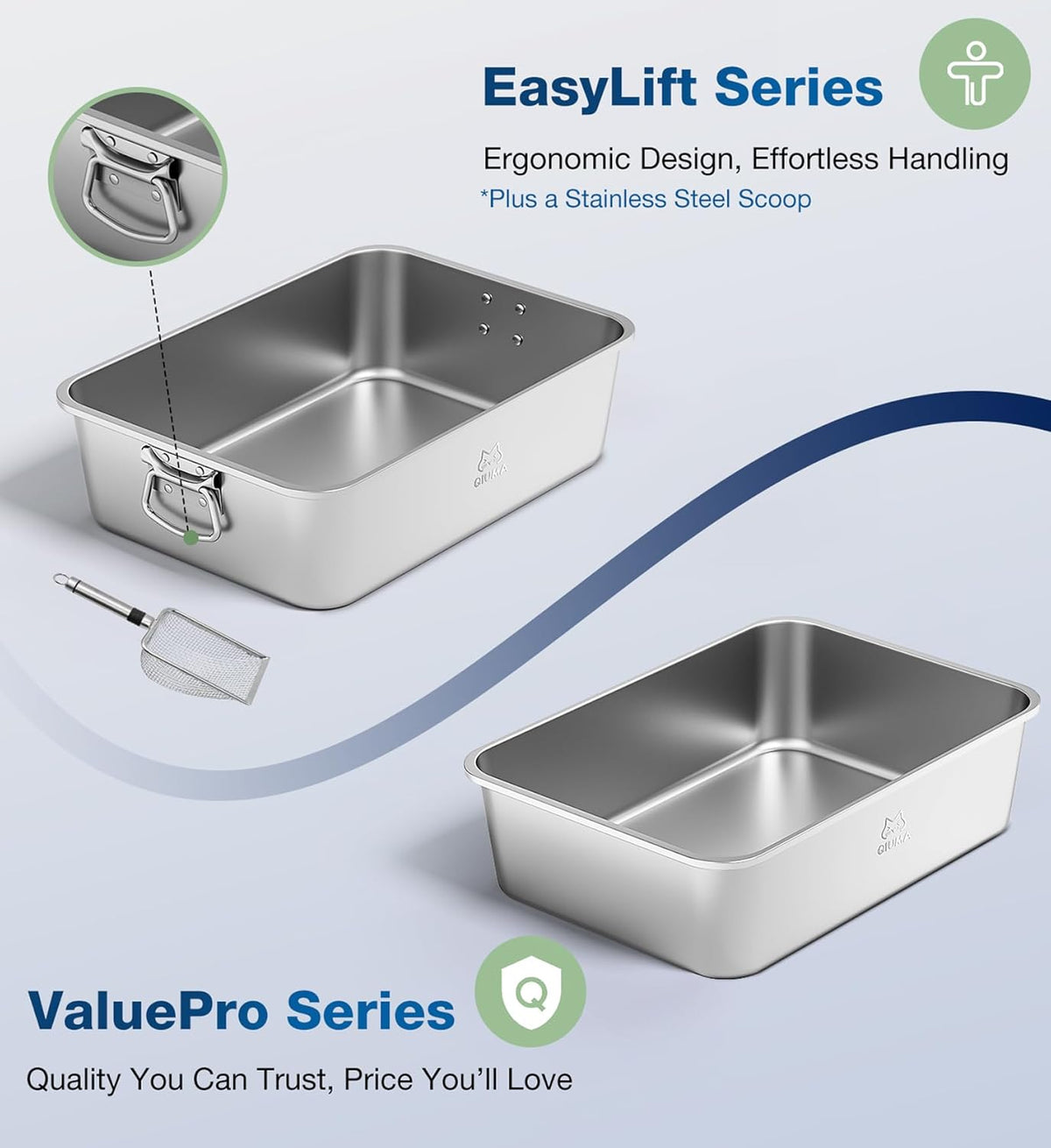 Extra Large Stainless Steel Cat Litter Box, 27.5" L×19.6" W×7.8" H, XXL Metal Kitty Litter Pan with High Sides, Odor-Free, Non-Stick, Easy to Clean, Ideal for Big Cats & Multi-Cat