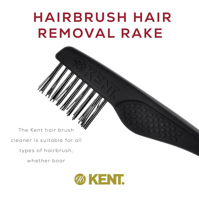 Kent LPC2 Hair Brush Cleaning Tool and Hairbrush Cleaner Rake for Hair Removal, and Brush Rake for Removing Hairs and Dandruff from Brushes, Combs and Grooming Tools