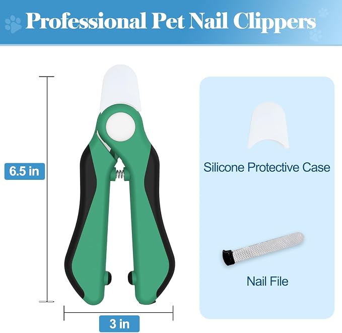 Swihauk Heavy Duty Dog Nail Clippers and Trimmers, Professional Pet Nail Clippers with Nail File for Dogs Cats Small Animal, Claw Clippers with Safety Guard to Prevent Over-Cutting, Green