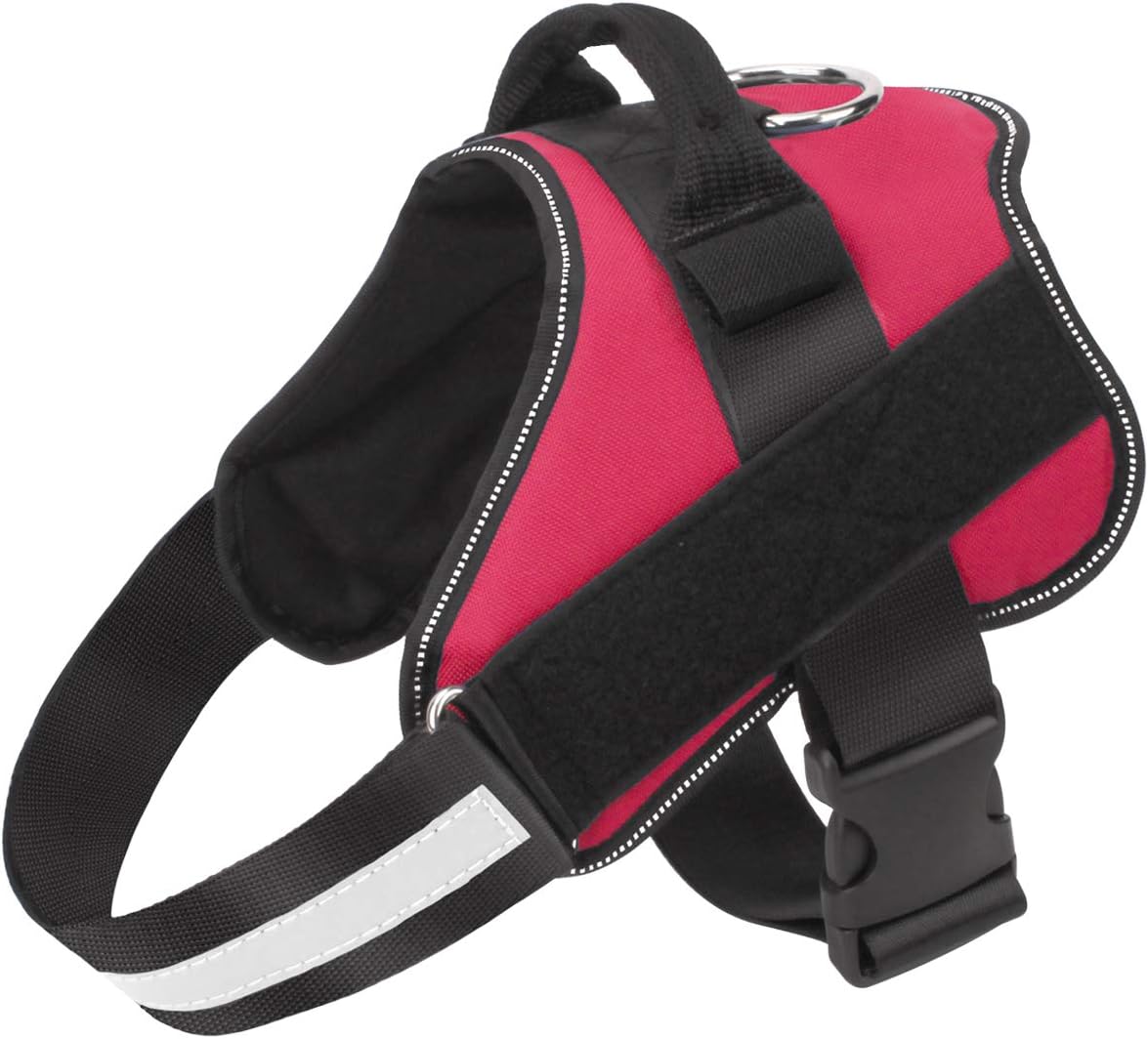 Bolux Dog Harness, No-Pull Reflective Dog Vest, Breathable Adjustable Pet Harness with Handle for Outdoor Walking - No More Pulling, Tugging or Choking (Red, L)
