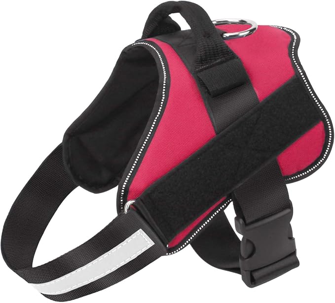 Dog Harness, No-Pull Reflective Dog Vest, Breathable Adjustable Pet Harness with Handle for Outdoor Walking - No More Pulling, Tugging or Choking (Red, XXL)