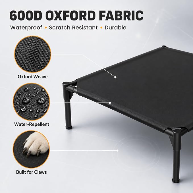 Elevated Dog Cot Bed,Cooling Raised Pet Bed with Washable Breathable Mesh Sturdy Metal Frame,Portable Raised Dog Bed with Anti-Slip Feet for Indoor Outdoor Backyard Use (29" X 26" X 7")