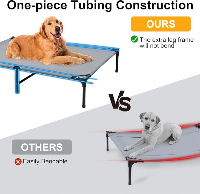 48'' Outdoor Elevated Dog Bed with Four Ice Pack, Raised Dogs Bed with Six Support Feet, Breathable Cooling Dog Cot Beds Medium Large Size Dogs, Outdoor Pet Hammock Beds, Outside Pet Beds(X-Large)