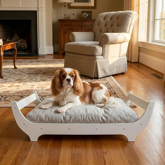 Perugina Wood Elevated Raised Dog Bed Frame Mat Set,Maple Pattern,60lb | Trainer Recommended DutchDesign Sturdy Attractive Dog Sofa Couch Furniture