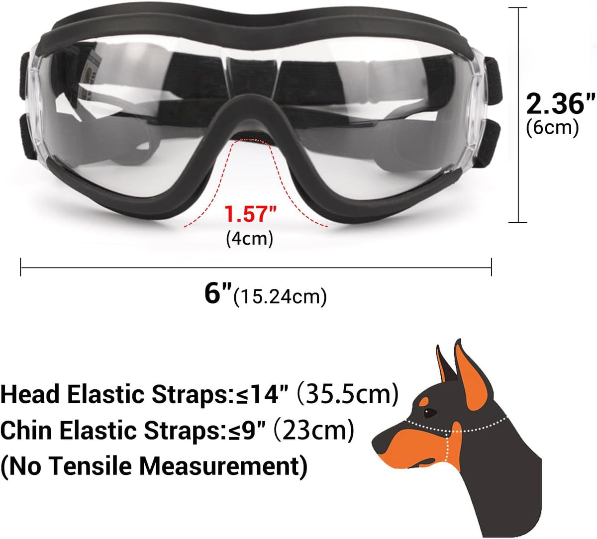 Dog Goggles Anti-UV Windproof Dog Sunglasses Eye Protection for Medium Large Dogs with Adjustable Straps/Clear Lense