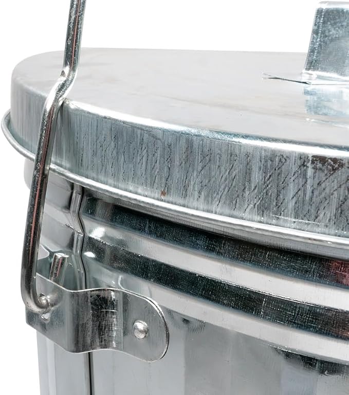 Mytee Products 2 Pack Galvanized Trash Can w/Lid Ideal for Trailers - 6 Gallon Steel Mounted Small Outdoor Garbage Can for Home, Office, Bathroom, Kitchen - Fire and Heat Resistant