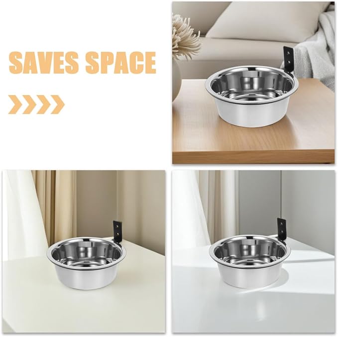 Raised Dog Bowl Set Wall Mounted Elevated Pet Feeder with 8-inch Stainless Steel Bowls for Large Dogs and Puppies Outdoor Feeding Station