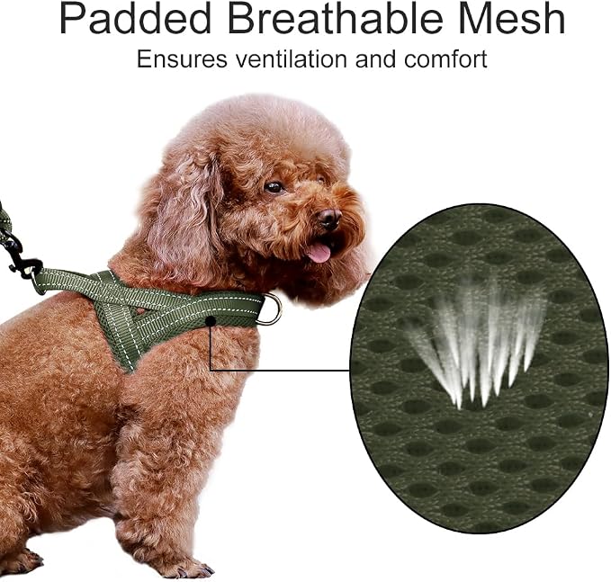 Plutus Pet No Pull Dog Harness for Puppy Small Dogs, Breathable Mesh Padded | Adjustable Reflective with Handle, Escape Proof, Quick Fit Pet Vest, Front Clip, for Training and Walking, Ranger Green, XS