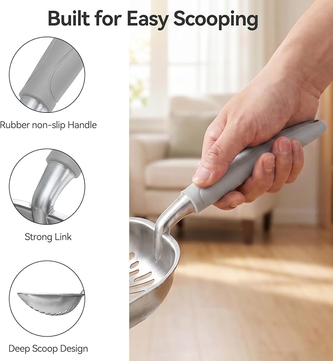 Cat Litter Scoop, Kitty Metal Scooper with Long Handle | Heavy Duty Aluminum Deep Sifter, Rustproof Durable Kitten Poop Shovel for Travel & Small Litter Box