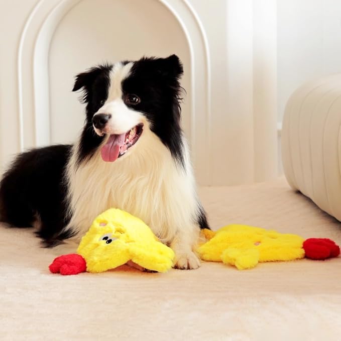 Tamu style Dog Chicken Crinkle Toy, Plush Squeaky 14 Inches, No Stuffing Design for Small Medium Dogs, Interactive Toy for Pet Training and Playing