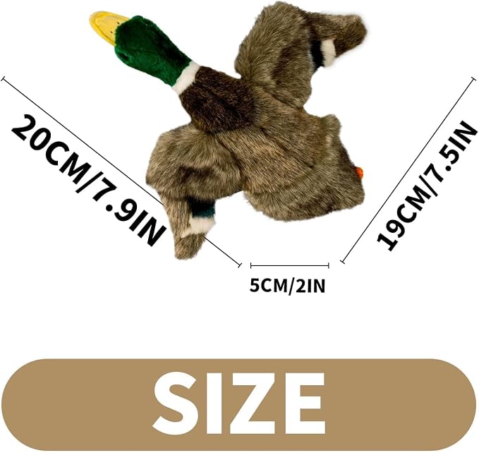 ALL FOR PAWS Duck Squeaky Doy Toy, Duck Dog Toy for Small Medium Breed, Puppy Fetch Toy with Squeaker, Plush Chew Dog Toy, 7.9 x 7.5 x 2 inches, Classic - Mallard S