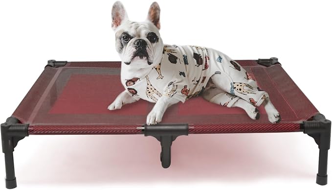 Elevated Dogs Bed Waterproof Outdoor, Portable Raised Dog Cot, Dog Beds Off the Floor, Dog Beds Easy Clean Indoor or Outdoor Use, Large, Red