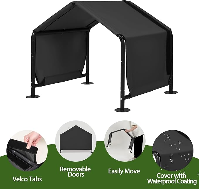 Dog Shade for Outside,29.5”x25.6”x25.6” Dog House Tent for Small Dog | Outdoor Dog Kennel for Small Dog, Sun Rain Pet Canopy House for Dogs, Waterproof Pet Sahde Shelter for Small Animal, Black