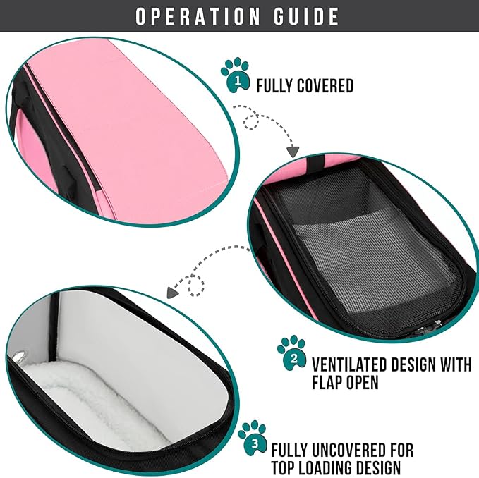 PetAmi Dog Purse Carrier for Small Dogs Cats, TSA Airline Approved Soft-Sided Pet Carrier with Pockets, Ventilated Travel Tote Bag with Bed & Shoulder Strap, Puppy Kitten, Max 12 lbs, Pink