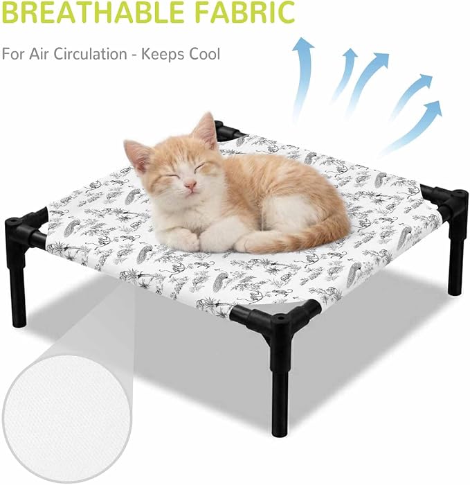 Outdoor Elevated Dog Bed for Small Dogs, Farmhouse Monkey Breathable Cooling Raised Dog Cot for Indoor/Outdoor, Vintage Plants Rustic Turtles Peacock Waterproof Elevated Pet Beds, S 20 x 20 in