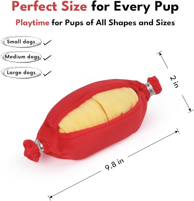 CHEWFFON Interactive Snuffle Sausage Dog Toy, Crinkle Puzzle Enrichment Toy with Treat Pockets, Nose Work Toy for Boredom, All Dog Sizes