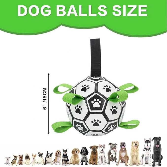 Dog Toys Balls, Dog Soccer Ball with Straps, Dog Birthday Gifts, Durable Balls for Small Medium Pet, Puppy Outdoor Toy, Pet Training Soccer Ball, World Cup Soccer (6 Inch)