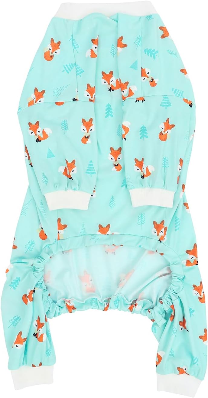 HDE Dog Pajamas One Piece Jammies Jumpsuit Pet Clothes Outfit Stretchy Lightweight Comfy Shirt Pjs for M-3XL Dogs Winter Foxes - 3XL