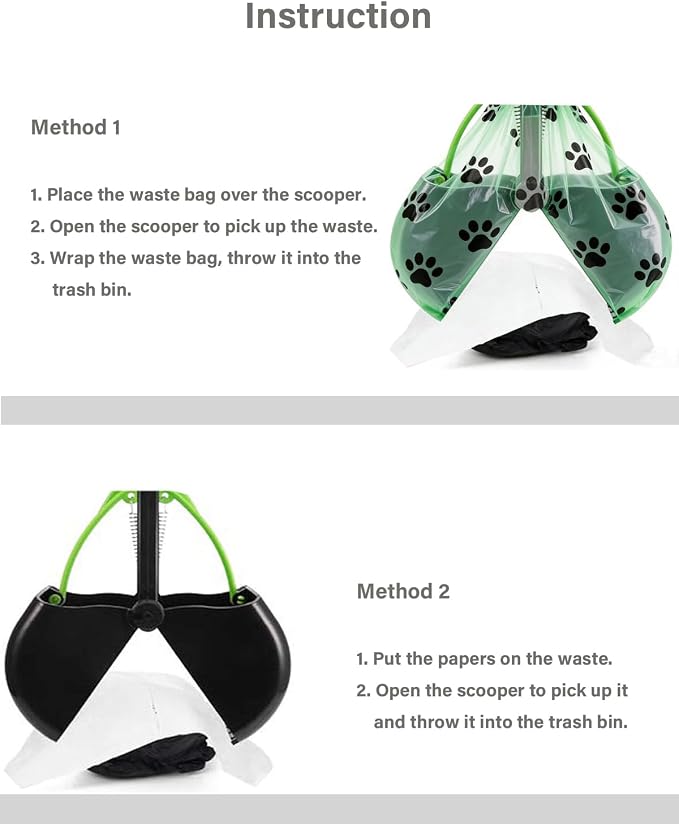 32" Dog Pooper Scooper, 2 Pack XL Tall Poop Scooper for All Kinds of Dogs | Durable Spring, Lightweight, Portable, Foldable, Long Handle, One-step Assembly, No Touch Pooper Tool for Yard, Grass, Gravel