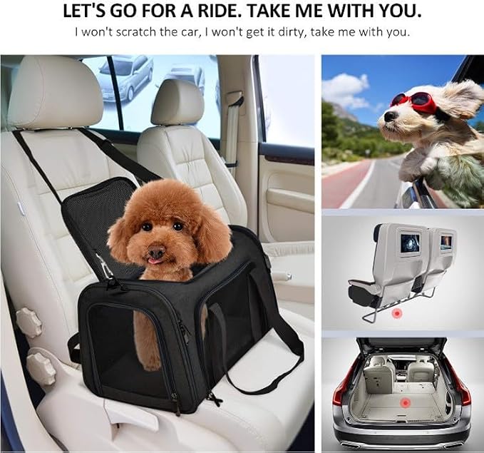 Airline Approved Cat Carriers Dog Carriers Soft-Sided Pet Travel Breathable | Large Size,Airline Approved,For Puppies/Kittens/Rabbits, 5-Sided Breathable Mesh, Self-Locking Zippers, For Cats and Dogs