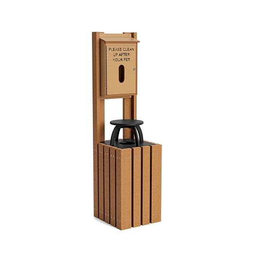 Pet Waste Station for Dog Parks, Trails & Public Spaces | Made of Highly Durable Recycled Wood | Weatherproof with Lock Box and Rain Cover - Cedar