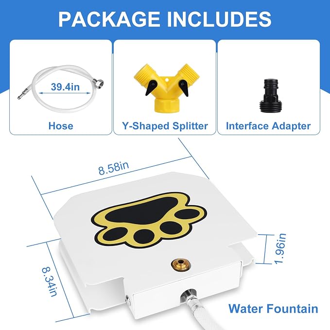 Dog Water Fountain Step On,Outdoor Paw Activated Drinking Pet Dispenser,Dog Water Sprinkler with 39.4" Hose for Drinking Fresh Water,Upgrade Copper Valve Set
