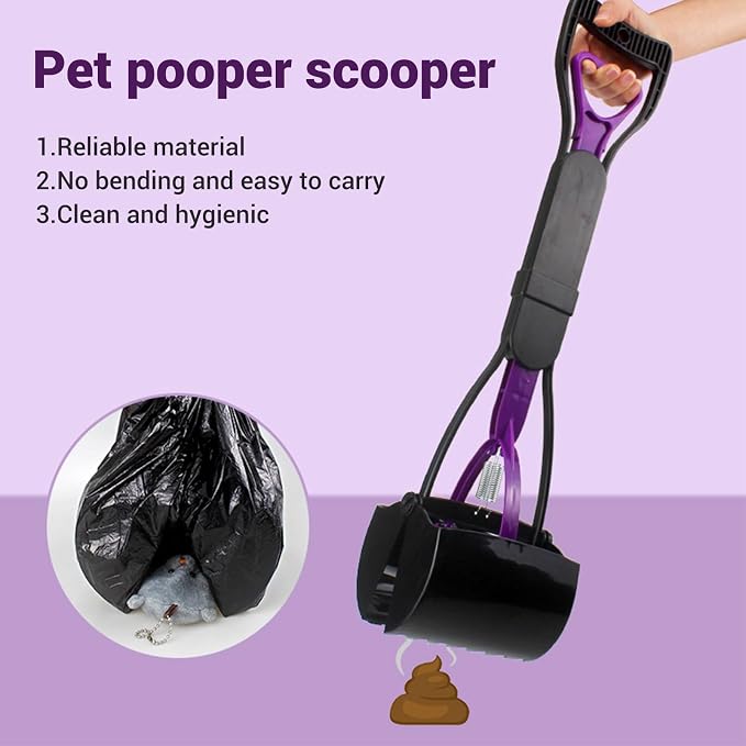 Dog Pooper Scooper with Long Handle, Dog Poop Scooper Multifunctional Portable Dog Poop Pick Up Tool Ergonomic Poop Scoop Dog Accessories for Pet Supply