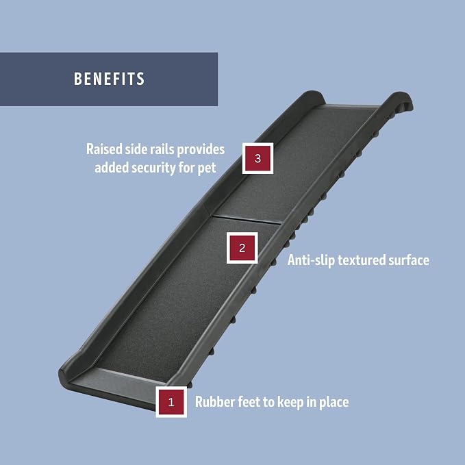 Trixie Folding Pet Ramp, Black | Folding Dog Ramp with High Traction Surface, Ideal for Cars and SUVs, Foldable, Easy to Store and Clean