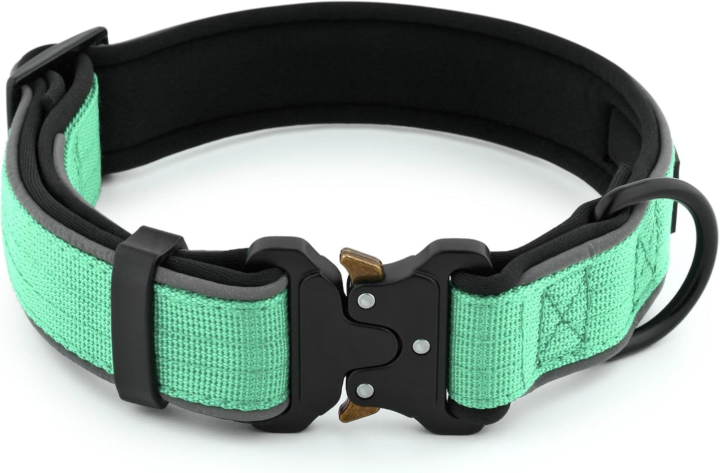 Plutus Pet Tactical Dog Collar, Reflective, Adjustable Heavy Duty Dog Collar, Soft Padded and Comfortable, for Small Medium and Large Dogs (Teal, XL)
