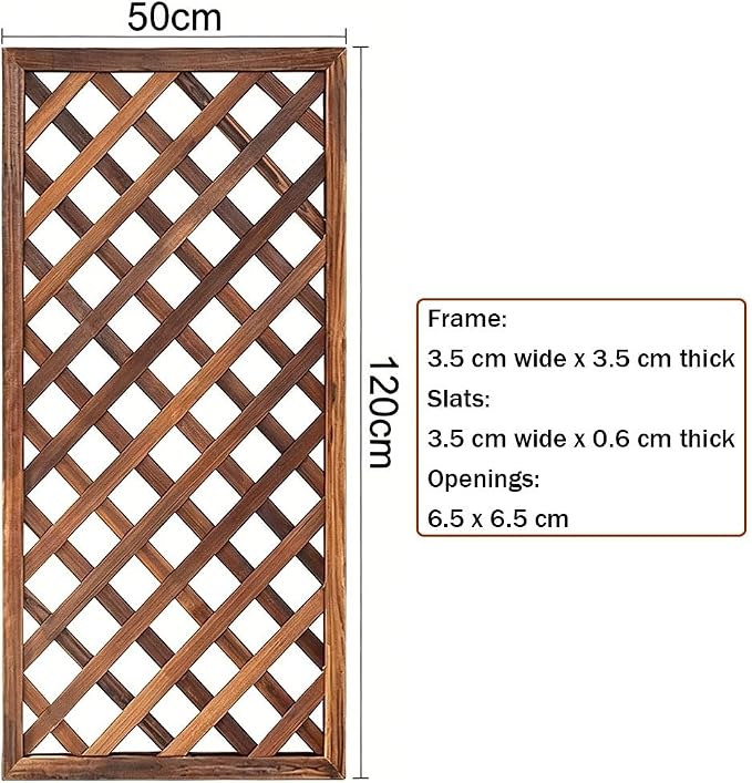 Zfmnoyev Outside Wooden Decorative Fences, Courtyard Edge Fence Board, Decorative Garden Trellis for Climbing Plants, Standing Decorative Privacy Fence Panels for Deck Patio Balcony(50x120cm)
