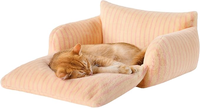 Hollypet Cat Bed Small Dog Orthopedic Couch Beds for Pets up to 13 lbs | Fluffy Multifunctional Double-Layer Warming Kitten Pet Couch Orthopedic Beds with Machine Washable Cover and Non-Slip Bottom