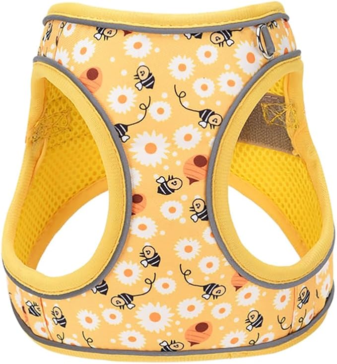 Step in Dog Harness and Leash Set, Flower Adjustable Easy Walk Puppy Harnesses, Soft Mesh Pet Vest Harness Small Size Dog Adjustable No Pull Dog Harness for Small Dogs and Cats(Bee, XS)